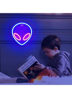 عربست لافتة نيون LED على شكل كائن فضائي لديكور الحائط أزرق وردي 20 x 22سم  - Image 5