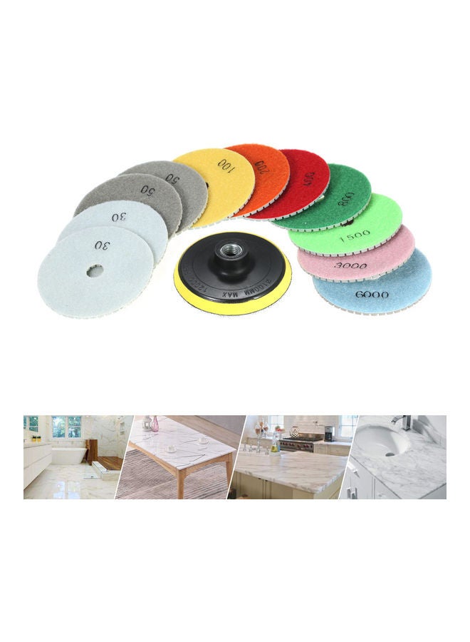 Generic 12-Piece 4-inch Diamond Wet Polishing Pads Multicolour 10.00 X 7.80 X 10.00cm  - Image 3