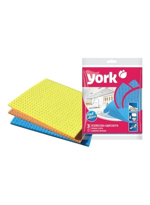 3-Piece Sponge Cloth Set Multicolour 17.5x15.5cm