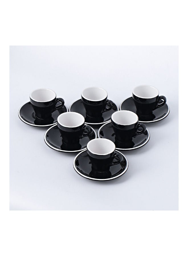 شور طقم فناجين وصحون قهوة مكون من 12 قطعة Black 9.7x7.6x7.8سم - Image 2
