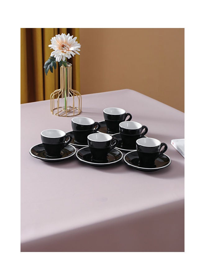 شور طقم فناجين وصحون قهوة مكون من 12 قطعة Black 9.7x7.6x7.8سم - Image 1