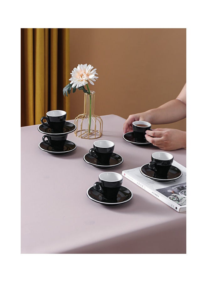 شور طقم فناجين وصحون قهوة مكون من 12 قطعة Black 9.7x7.6x7.8سم - Image 4