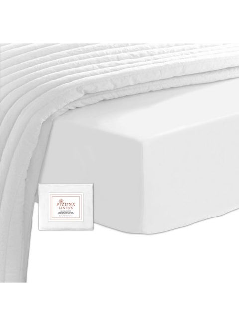 100% Long Staple 400 Thread Count Soft Sateen Weave Super Double Size Fitted Bed Sheet Cotton White 140x200cm