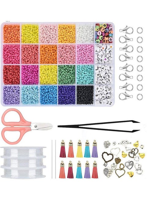 12300-Piece Set of Macarone Letter Beads With Accessories 19.2x13x2.2cm