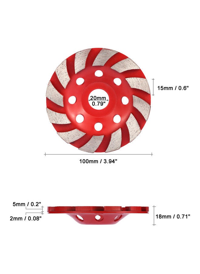 20mm Aperture Diamond Segment Grinding Wheel Disc Red 11.00 X 2.00 X 10.00cm  - Image 3