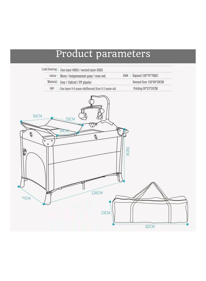 4 في 1 Baby Bedside Co - سرير للنوم وقفص لعب مع كرسي هزاز باللون الأزرق الداكن - v1630330473/N50567985A_6