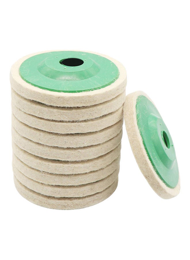 Generic 10-Piece 4 Inch Round Wool Felt Disc Wheel Pads Green 18.00 X 10.00 X 10.00cm  - Image 1