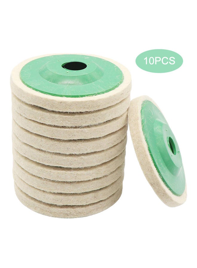 Generic 10-Piece 4 Inch Round Wool Felt Disc Wheel Pads Green 18.00 X 10.00 X 10.00cm  - Image 4