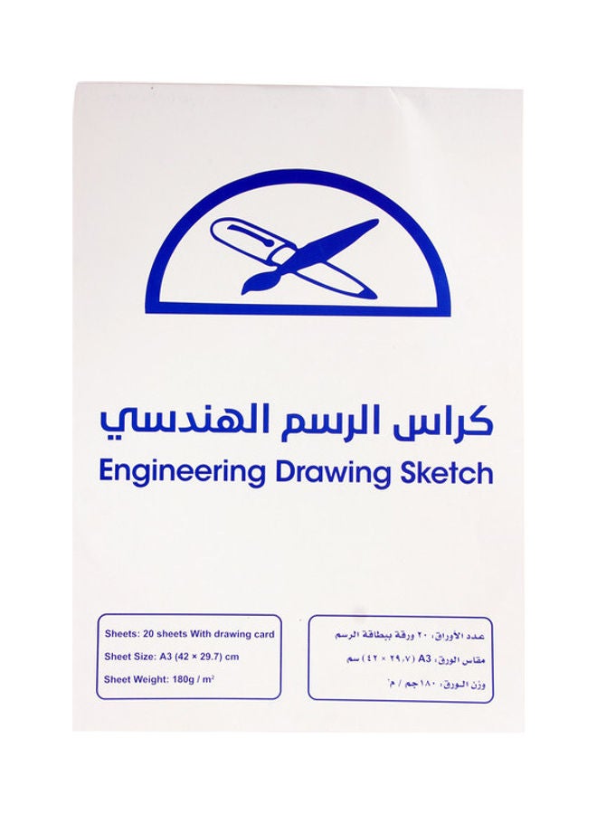 A3 Engineering Drawing Sketch White