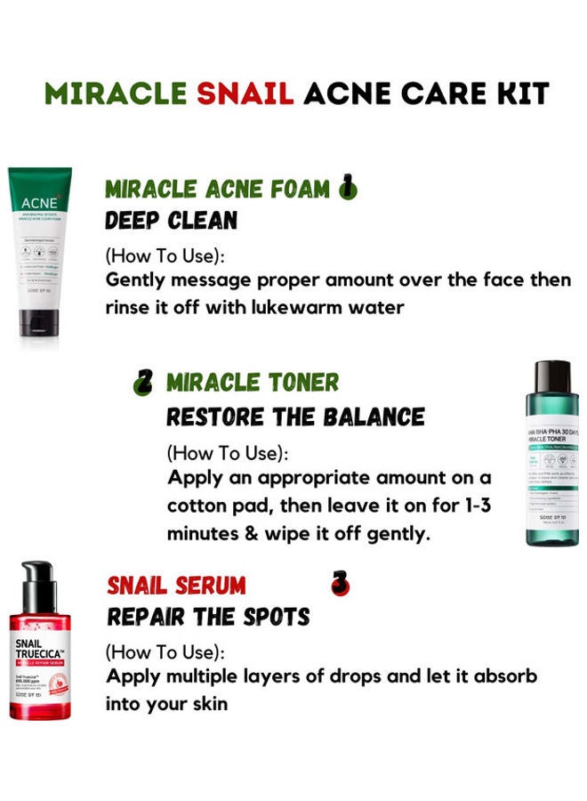 Some by Mi - Miracle Snail Acne Care Kit Multicolour 300ml - Image 1