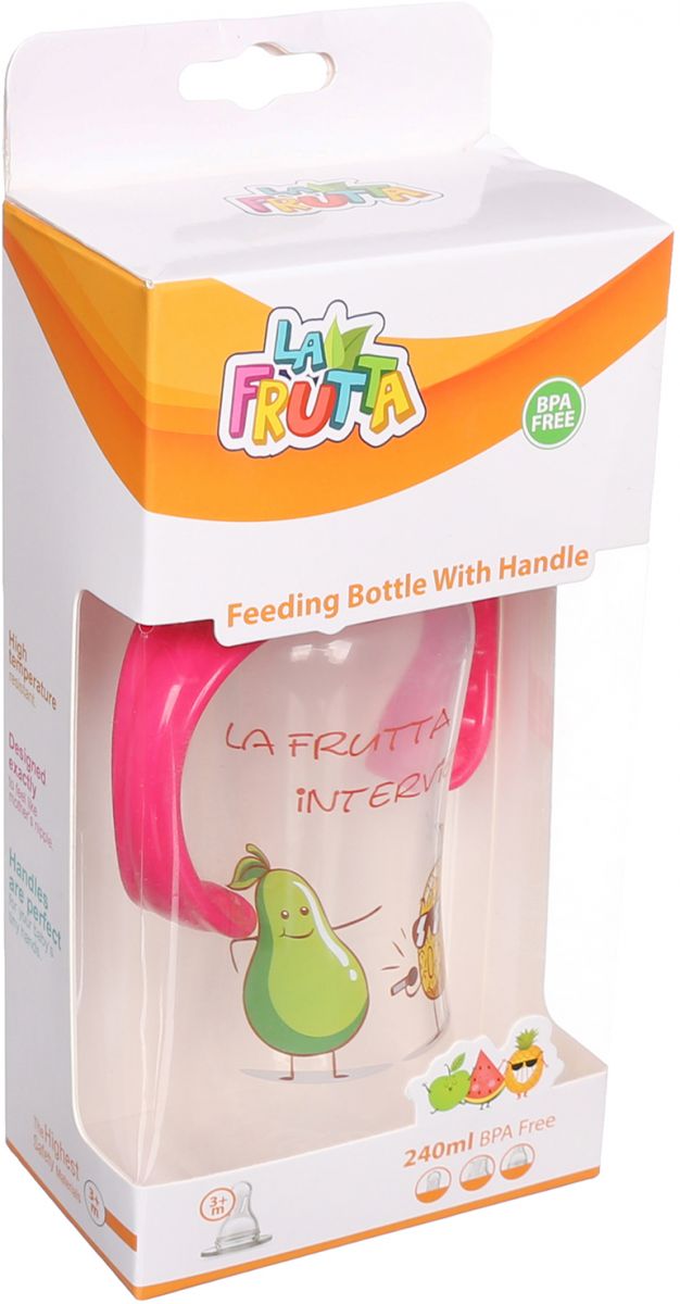 La Frutta Plastic Feeding Bottle With Handle 240 ml - Image 5