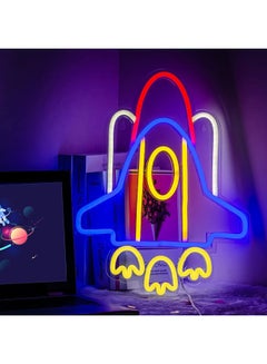 Neon Sign LED Space Shuttle Shape Light Wall Decor with USB Power Supply Multicolour 12.8 x 16.6inch