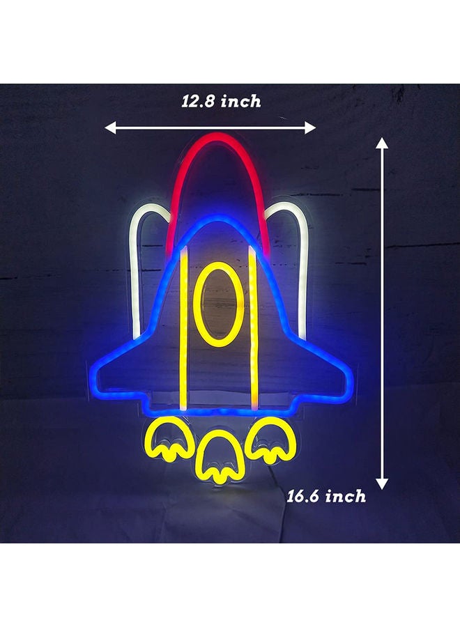 Arabest - Neon Sign LED Space Shuttle Shape Light Wall Decor with USB Power Supply Multicolour 12.8 x 16.6inch - Image 1