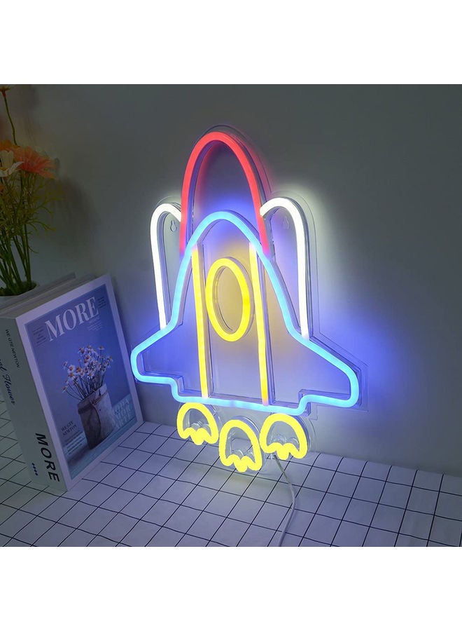 Arabest - Neon Sign LED Space Shuttle Shape Light Wall Decor with USB Power Supply Multicolour 12.8 x 16.6inch - Image 1