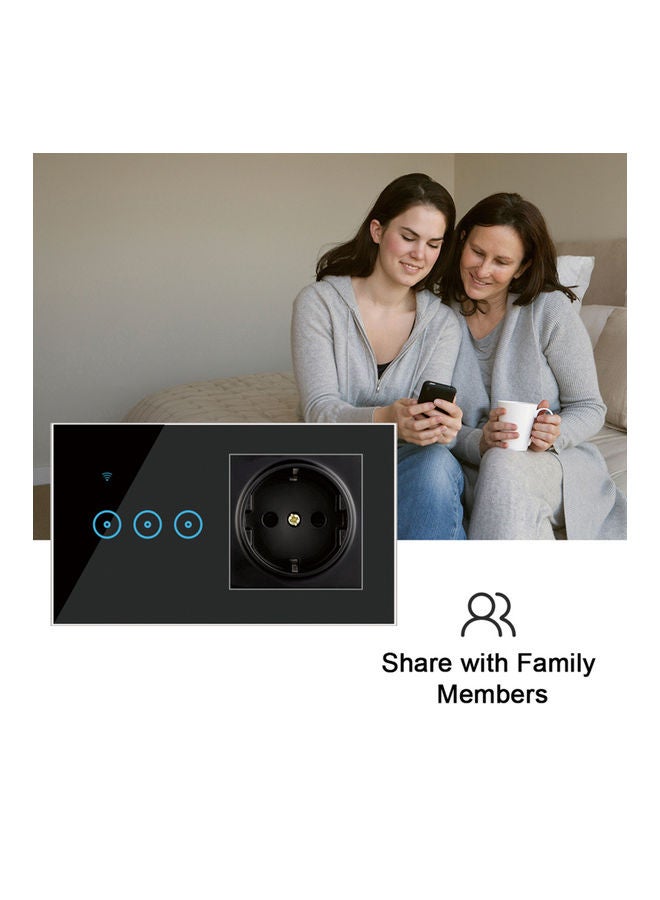 95-250V Wi-Fi Smart Wall Outlet with 2 Gang Touch Light Black 15.20 x 4.50 x 9.20cm - Image 2