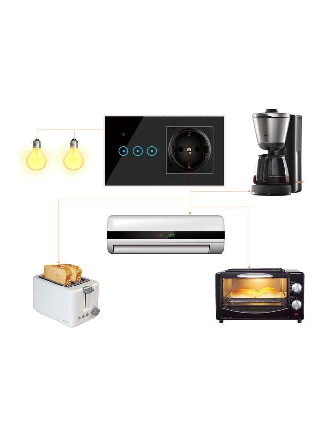 95-250V Wi-Fi Smart Wall Outlet with 2 Gang Touch Light Black 15.20 x 4.50 x 9.20cm - Image 3