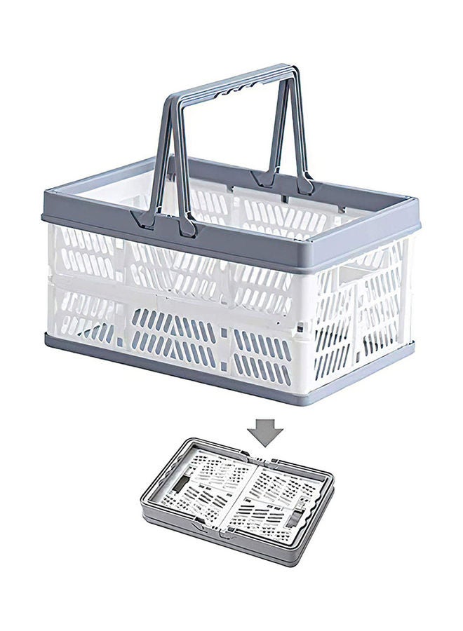 Plastic Collapsible Storage Shopping Basket Grey/White 11.7 x 7.87 x 6.17inch - Image 1