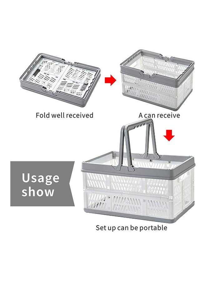 Plastic Collapsible Storage Shopping Basket Grey/White 11.7 x 7.87 x 6.17inch - Image 3