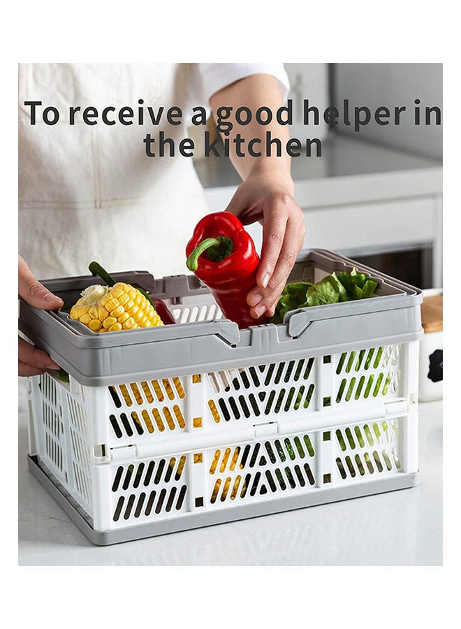 Plastic Collapsible Storage Shopping Basket Grey/White 11.7 x 7.87 x 6.17inch - Image 4