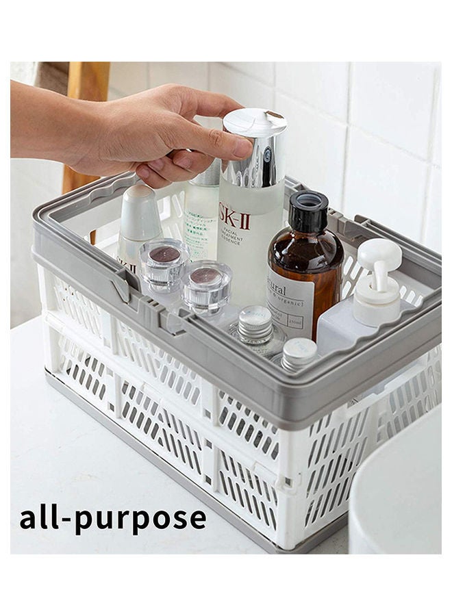 Plastic Collapsible Storage Shopping Basket Grey/White 11.7 x 7.87 x 6.17inch - Image 5
