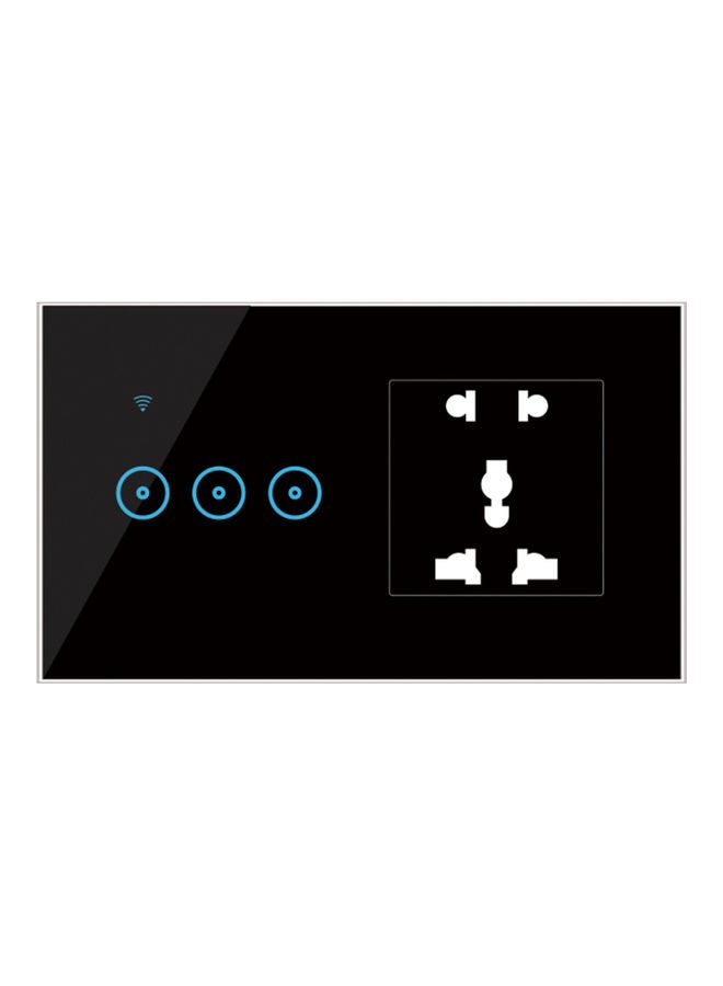 Generic - 95-250V Wi-Fi Smart Wall Outlet with 3 Gang Touch Light Switch Smart Life Black 15.20 x 4.50 x 9.20cm - Image 1