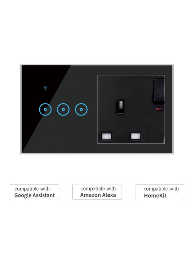 مقبس جداري ذكي يعمل بالواي فاي بجهد 95-250 فولت مع مفتاح يعمل باللمس بعدد 3 أزرار أسود 15.20 x 4.50 x 9.20سم - Image 3
