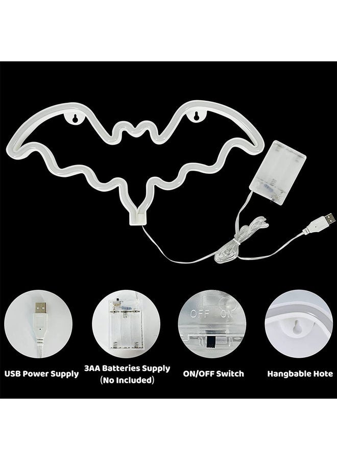 Arabest Neon Sign LED Bat Shape Light Wall Decor with USB Power Supply Blue 14.2 x 7inch  - Image 3