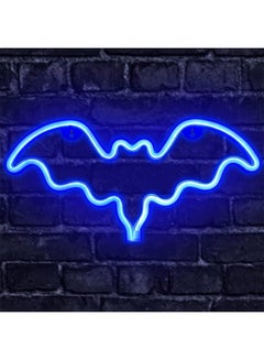 عربست مصباح نيون LED على شكل خفاش لديكور الحائط مزود بمصدر طاقة USB أزرق 14.2 x 7بوصة  - Image 4