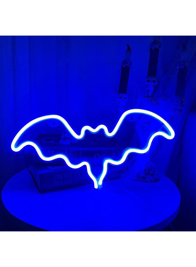 Arabest Neon Sign LED Bat Shape Light Wall Decor with USB Power Supply Blue 14.2 x 7inch  - Image 1