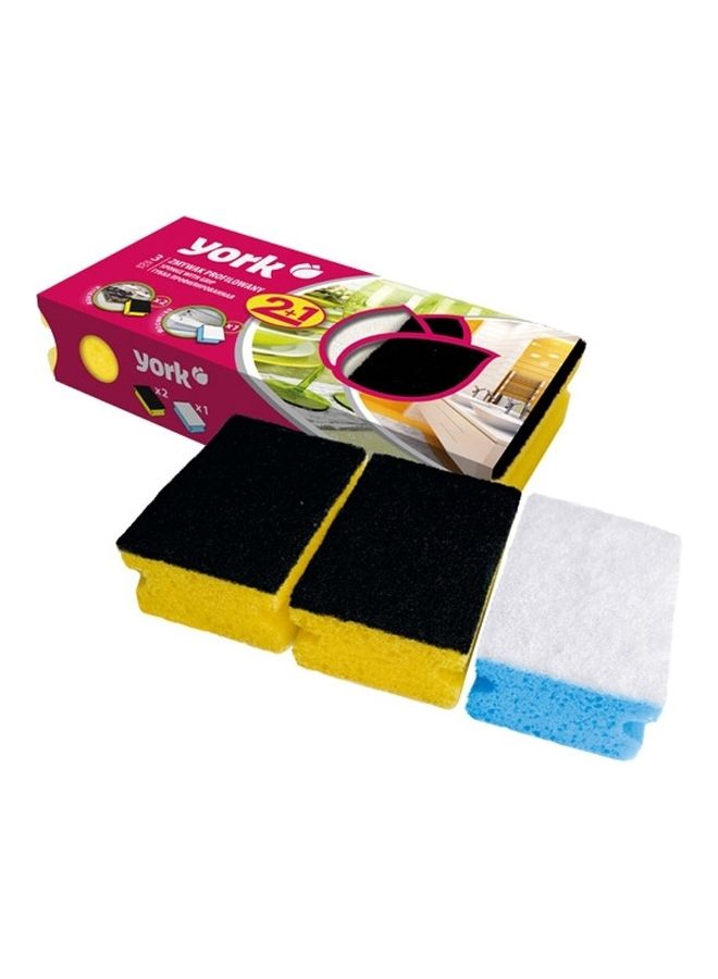 YORK 3-Piece Cleaning Sponge Multicolour 21 x 10 x 5cm
