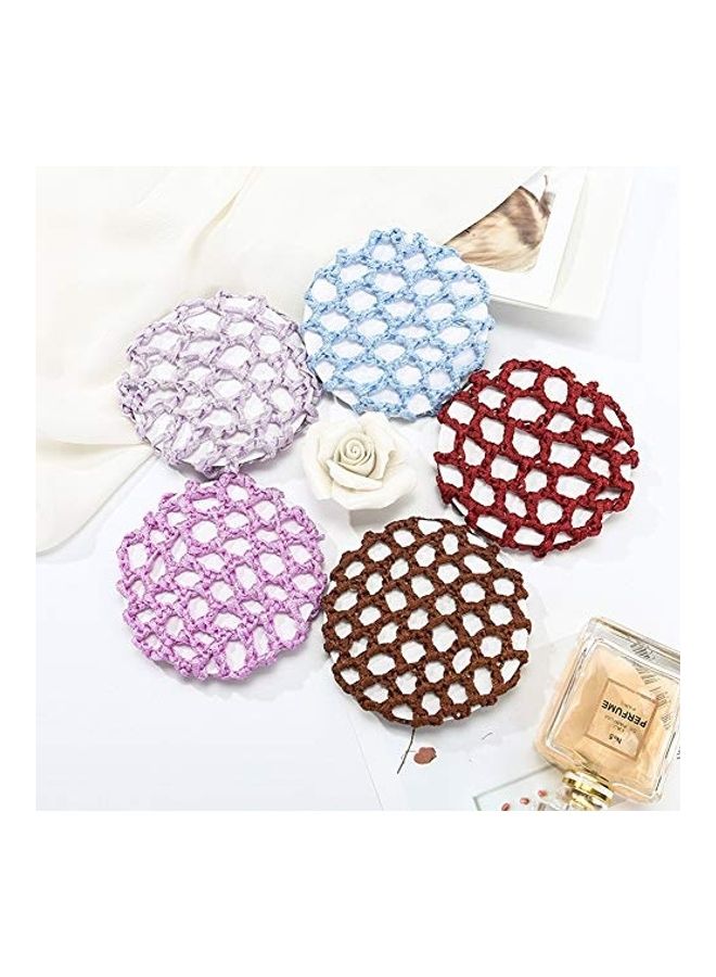 ليزنيرزم 12-Piece Knit Mesh Fabric Rhinestone Bun Cover Snood Hair Net Set Multicolour 2X1.4X1.2inch - Image 5