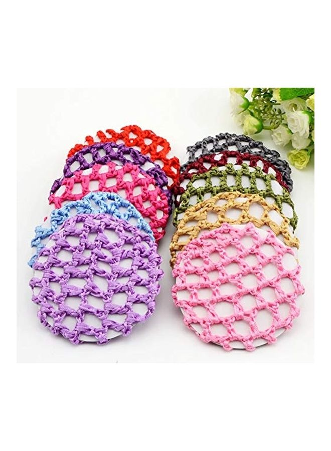 ليزنيرزم 12-Piece Knit Mesh Fabric Rhinestone Bun Cover Snood Hair Net Set Multicolour 2X1.4X1.2inch - Image 2