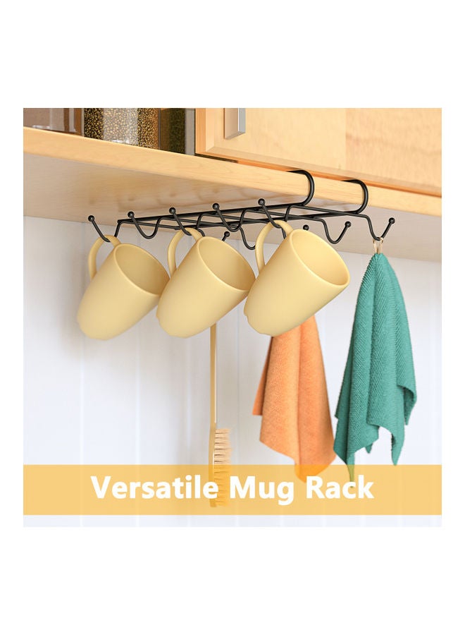 ONE TO FOUR - Nail Free Cup Hanger Rack Shelf With 10 Hooks Black 28.8X22.2X5.8cm - Image 1