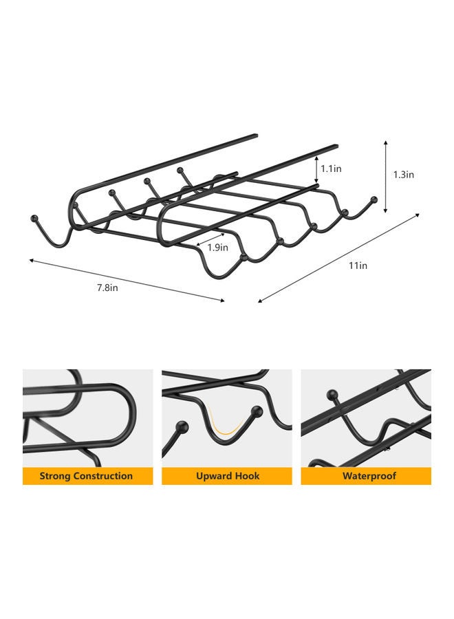 ONE TO FOUR - Nail Free Cup Hanger Rack Shelf With 10 Hooks Black 28.8X22.2X5.8cm - Image 1