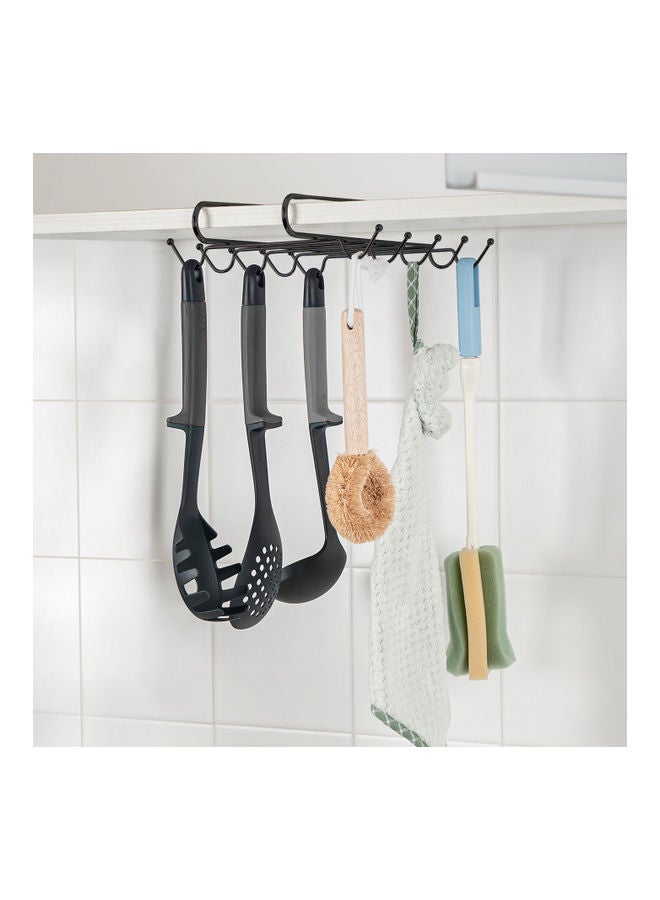 ONE TO FOUR - Nail Free Cup Hanger Rack Shelf With 10 Hooks Black 28.8X22.2X5.8cm - Image 1