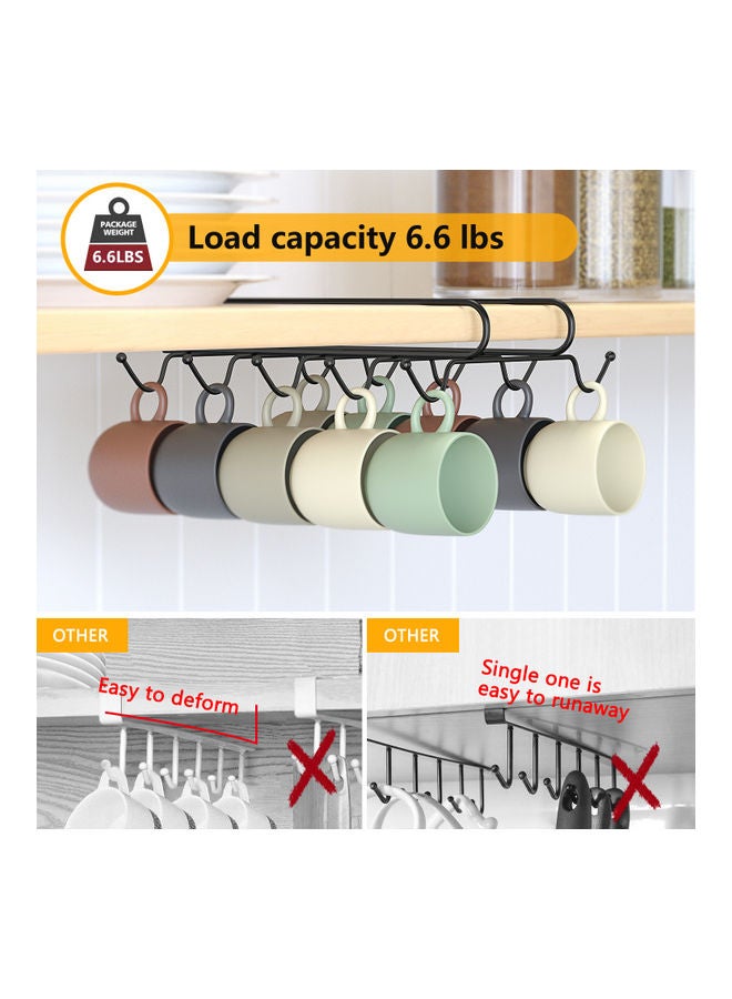 ONE TO FOUR - Nail Free Cup Hanger Rack Shelf With 10 Hooks Black 28.8X22.2X5.8cm - Image 1