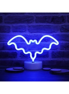 عربست مصباح نيون LED على شكل خفاش مع قاعدة حامل لديكور الغرفة أزرق 28 x 10 x 18سم  - Image 2