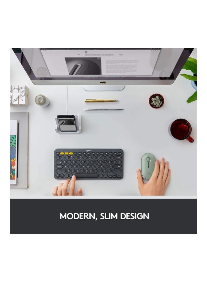 Logitech M350 Pebble Wireless Mouse, Bluetooth or 2.4 GHz And USB Mini-Receiver, Silent, Slim Computer Mouse With Quiet Click for Laptop/Notebook/PC/Mac Eucalyptus - Image 2