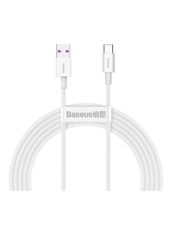 Baseus 66W USB C Cable Superior Series USB A to Type C Data Cable Compatible for Samsung Galaxy, Nintendo Switch, Huawei Mate Book X Pro iPad mini 6 etc. 2 Meter White  - Image 1