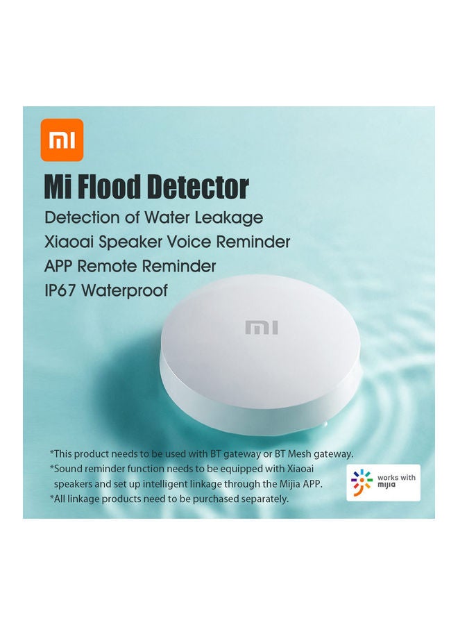 Water Drip Leak Detector Sensor With Bluetooth Mesh Gateway And Alarm White 7x5x7cm