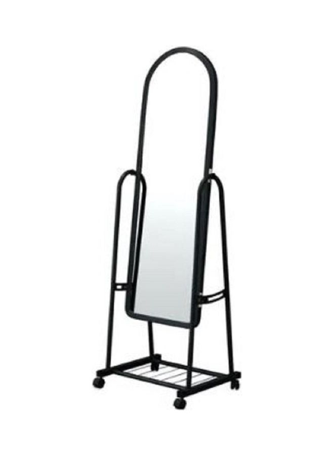Generic - Standing Mirror With Holder And Castor Black/Silver 123x45x65cm - Image 1