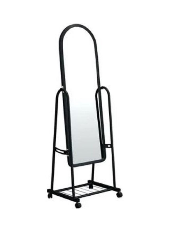 Generic - Standing Mirror With Holder And Castor Black/Silver 123x45x65cm - Image 1