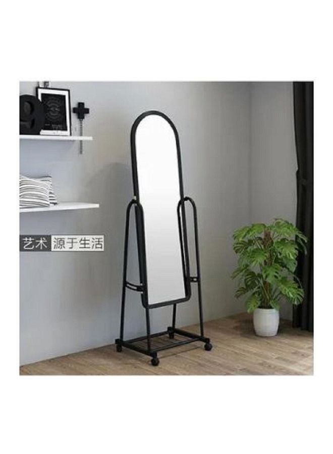Generic - Standing Mirror With Holder And Castor Black/Silver 123x45x65cm - Image 1
