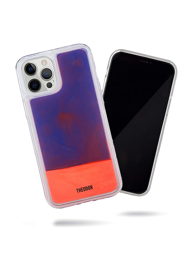 Theodor Full Body Protection with Raised Bezel Flowing Glitter Sand Liquid Case for iPhone 12 Pro Max Dark Blue - Image 1