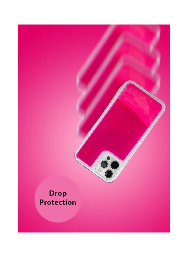 Theodor Full Body Protection with Raised Bezel Flowing Glitter Sand Liquid Case for iPhone 12 Pro Max Pink - Image 2