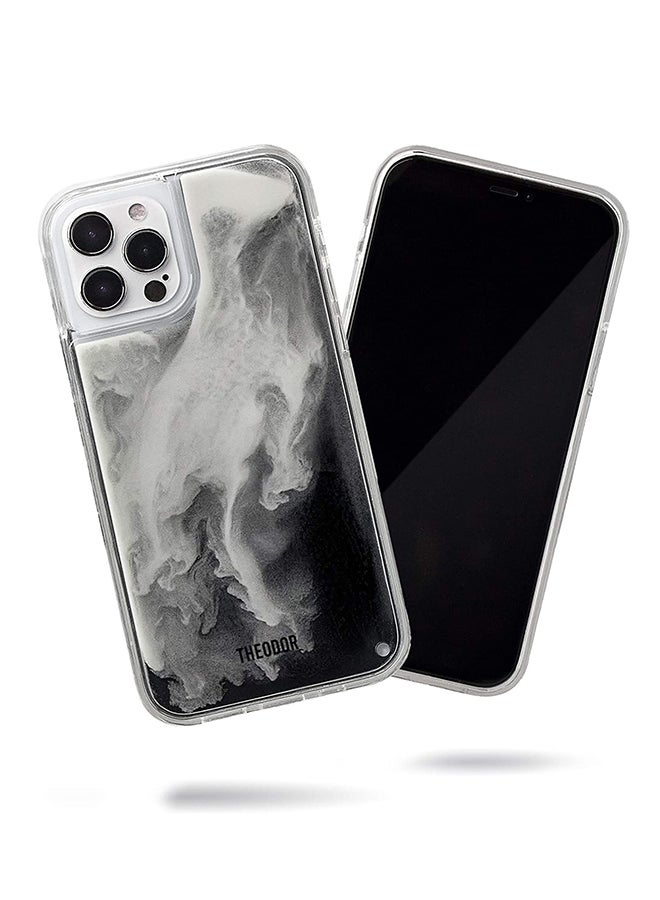Theodor Full Body Protection with Raised Bezel Flowing Glitter Sand Liquid Case for iPhone 12 Pro Max Black - Image 1