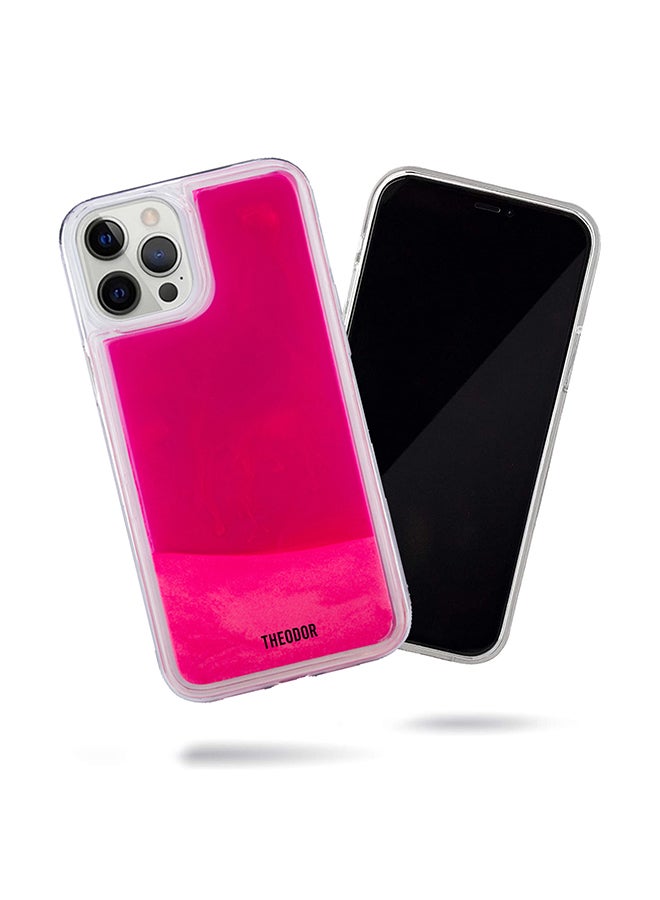 Theodor Full Body Protection with Raised Bezel Flowing Glitter Sand Liquid Case for iPhone 12 Pro Max Pink - Image 1