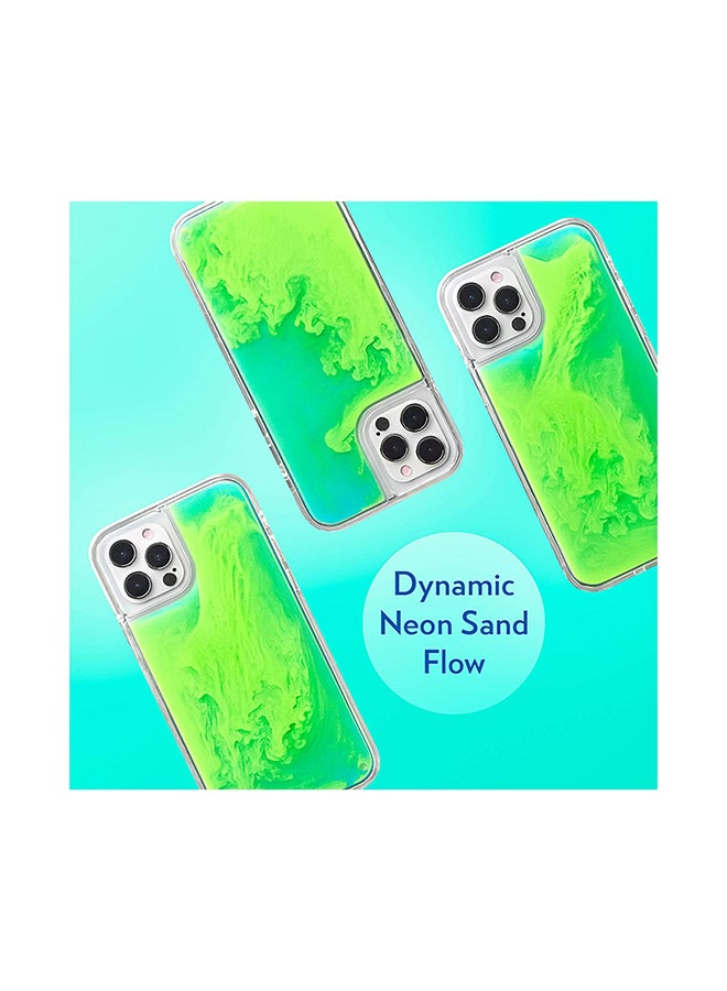 Theodor Full Body Protection with Raised Bezel Flowing Glitter Sand Liquid Case for iPhone 12 Pro Max Green - Image 3