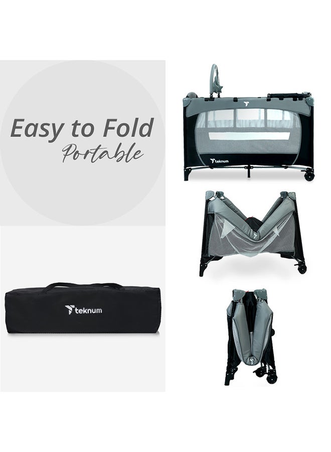 TEKNUM - Explorer Playard And Cot, 0-3 Years- Grey - Image 1