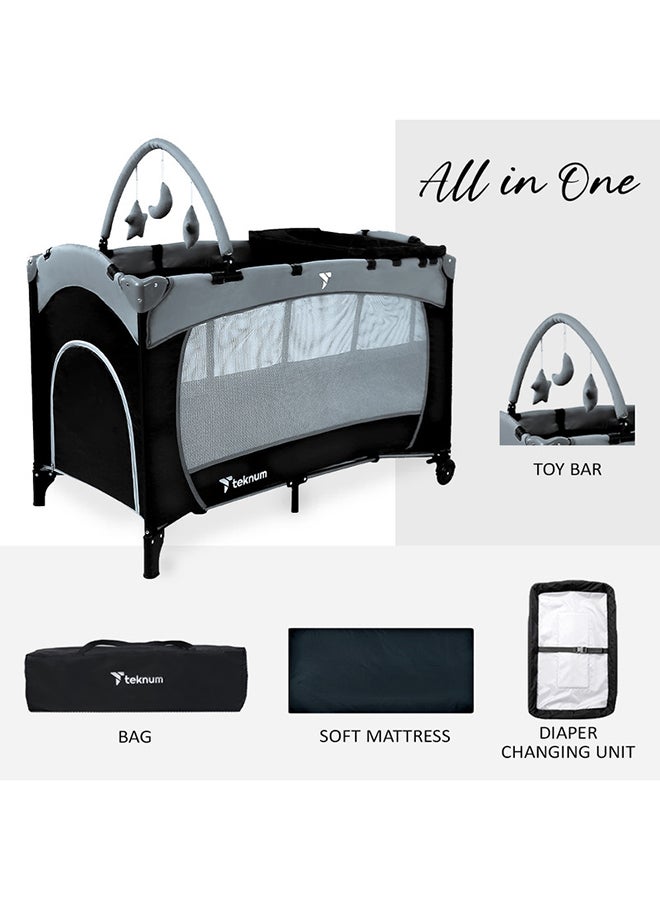 TEKNUM - Explorer Playard And Cot, 0-3 Years- Grey - Image 1